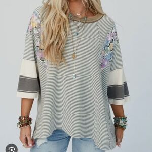 Three Bird Nest Britt Patchwork Boho Top NWT Oversized M